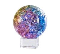 Crystal Sphere Ball, Decorative Glass Balls, Crystal Ball Prop Ornament, Ice Cracked Glass Sphere, for Living Room Decor, Office Decoration(Multi-color,4cm/1.5in)