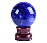 Crystal Sphere Ball Melting Blue Quartz Solid Decorative Prop Ornament for Feng Shui Divination Fortune Telling Tabletop Fountain Decoration,20cm