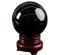 Crystal Sphere,Real Obsidian Ball with Stand, Gemstone for Balancing Home and Office Decoration,8cm/3.14in Gemstone Stone