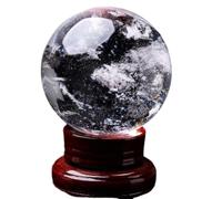 Crystal Sphere Rough White Ball Glass Office Lucky Feng Shui dedication polishing Gift Ornaments Fortune Telling Witchcraft Gazing,13cm