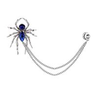 Crystal Spider Brooch Pins with Gold Silver Hanging Chains for Men | Halloween Party Spider Lapel Pins for Suits Shirts, Gothic Costume Accessories, Gothic Hat Scarf Collar Safety Pin for Adults