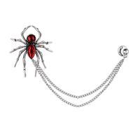 Crystal Spider Brooch Pins with Gold Silver Hanging Chains for Men | Halloween Party Spider Lapel Pins for Suits Shirts, Gothic Costume Accessories, Gothic Hat Scarf Collar Safety Pin for Adults