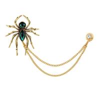 Crystal Spider Brooch Pins with Gold Silver Hanging Chains for Men, S, Metal, no gemstone