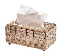 Crystal Square Bead Tissue Box,Paper Towel Storage Box,Luxury Style Napkin Box,Multi-functional Paper Dispenser,Tissue Box Cover(Gold)