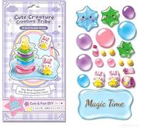Crystal Stacked 3D Building Stickers - DIY Cute Mini Scenes for Stress Relief Pass The Time, 3D Puffy Cartoon Resin Decorative Stickers Kit for Kids & Adults Desktop Ornaments (D)