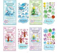 Crystal Stacked 3D Building Stickers - DIY Cute Mini Scenes for Stress Relief Pass The Time, 3D Puffy Cartoon Resin Decorative Stickers Kit for Kids & Adults Desktop Ornaments (4pc-a)