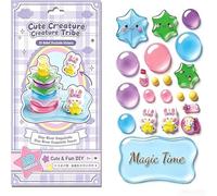 Crystal Stacked 3D Stackable Stickers, DIY Cute Mini Scenes for Stress Relief, Puffy Cartoon Resin Decorative Stickers Kit for Desktop Ornaments, Reusable Tiny Sticker for Craft and Gift