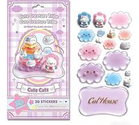 Crystal Stacked 3D Stackable Stickers, DIY Cute Mini Scenes for Stress Relief, Puffy Cartoon Resin Decorative Stickers Kit for Desktop Ornaments, Reusable Tiny Sticker for Craft and Gift