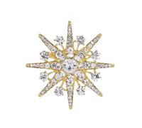 Crystal Star Snowflake Brooch Pin for Women Fashion Rhinestone Winter Flower Brooches Lapel Pin Dainty Christmas Festival Holiday Dress Accessories Jewelry, M, Metal, no gemstone