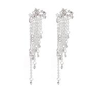 Crystal Star Tassel Earrings The Dazzling Focus of The Ball Golden Long Chain Pendant Women's Accessories