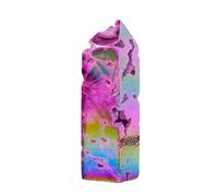 Crystal Statue, Desk Crystal Decor - Crystal Figure Natural Wand Decor - Electroplating Gradient Stone Art Soothing Companion for Yoga, Meditation
