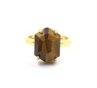 Crystal Stone Hexagonal Interface Ring Tiger Eye Stone Opal Simple Classic Hand Jewelry Open Adjustable Ring Men and Women Spring and Autumn Jewelry - 1PC Tiger's eye One Size