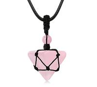 Crystal Stone Pointed Necklace Adjustable Black Rope Natural Gemstone Pendant Necklaces Jewelry for Men Women