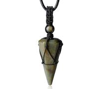 Crystal Stone Pointed Necklace Adjustable Black Rope Natural Gemstone Pendant Necklaces Jewelry for Men Women