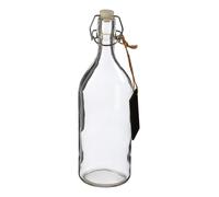 Crystal Storage Bottle With Pine Wood Lid, Personalized Clear Glassware, Transparent Drinking Bottle Premier Housewares Clear One Size