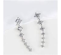 Crystal Stud Earrings,Ear Cuff Earrings 7 Cubic Zirconia Crawler Earrings S925 Ear Jewelry/925