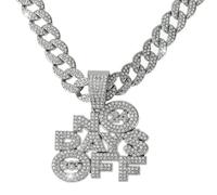Crystal-Studded "NO DAYS OFF" Letter Pendant Cuban Link Chain Hip Hop Unisex Necklace Bold Jewelry Gift for Men Women