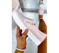 Crystal Suede Zip Pumps Trainers Love Lemonade Pink 5