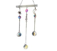 Crystal Sun Catcher for Windows - Hanging Moon & Prism Light Catcher with Gemstone Accents, 35-45cm Rainbow Window Decor