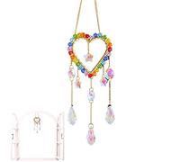 Crystal Sun Catcher, Heart Crystals Dream Catchers with Prism, Colorful Hanging Rainbow Maker Window Ornament Pendants for Home Wedding Decoration Fowybe