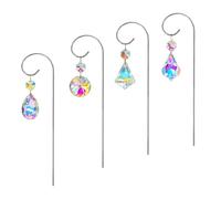 Crystal Sun Catchers for Home Garden Houseplants Pack of 4 with Sparkling Effect and Long Lastingly Metal Hook Crystal Plant Hangers Reflective Glass Ornaments