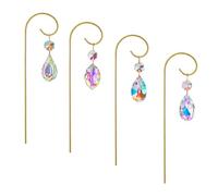 Crystal Sun Catchers for Home Garden Houseplants Pack of 4 with Sparkling Effect and Long Lastingly Metal Hook Crystal Plant Hangers Reflective Glass Ornaments