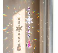 Crystal Sun Catchers for Windows,Suncatcher Kit with Hanging Crystals & Stained Glass Window Decorations,Friendship & Healing Gifts for Women,Garden Ornaments Outdoor,Crystal Ornaments,Style N