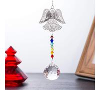 Crystal Suncatcher 3D Metal Angel Window Hanging Rainbow Maker Glass Chakra Bead Fengshui Good Luck Gift Style 1(1pc)