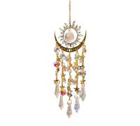 Crystal Suncatcher, Crystal Wind Chimes For Windows Hanging, Sun And Moon Sun Catcher Indoor Outdoor Home Garden Decor, Prism Rainbow Maker With Chain, Christmas Birthday Gift For Women