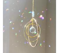 Crystal Suncatcher for Windows - Rainbow Suncatcher with Glass Prisms - Hanging Window Decoration for Enchanting Light Effects with 3 Brass Rings - Crystals for Living Room, Balcony & Garden