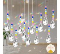 Crystal Suncatcher Making Kit, 12 PCS Glass Prisms Light Catcher - 38mm Sun Catcher with Garland Beads, Resistance Band, Connecting Loop, for Window Home Décor, DIY Crafting Supplies