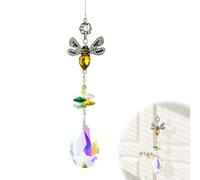 Crystal Suncatcher Pendant, Crystal Colorful Bee Rhinestones Suncatcher, Crystals Prism Sun Catcher for Window, Glass Ball Hanging Ornament, Rainbow Maker Home Decor