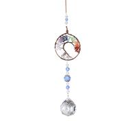 Crystal Suncatcher - Szetosy Sun Catchers for Windows Colorful Circle Longevity Tree Ornaments Glass Suncatcher Rainbow Maker for Home Garden Car Decoration
