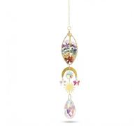 Crystal Suncatcher Tree of Life Hanging Crystal Prism Colors Beads Pendant Window Decor Sun Catcher Rainbow for Garden Decoration Healing Crystal Stone Spiritual Gifts for Women (Leaf)