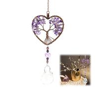 Crystal Suncatcher Tree of Life - Sun Catchers Ornaments for Windows & Garden,Hanging Garden Decorations,Elegant Purple Glass Ornaments,Wind Chimes for Outdoor,Garden Hanging Ornaments
