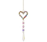 Crystal Suncatchers Hanging Ornaments Window Rainbow Maker Crystal Hanging Decor for Home Patio Indoor Outdoor Garden Kitchen Window Curtains Decor (Heart)