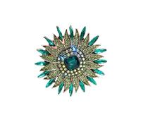 Crystal Sunflower Brooch With Diamonds, Sunflower Women'S Corsage Brooch Accessory, Green
