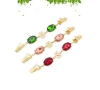 Crystal Sweater Clip Vintage Style for Women Cardigan Buckle 3pcs | Red Green and Rose Set, Blouse Collars or Vest Fronts, Office Wear Layering, Decorative Crystal Design