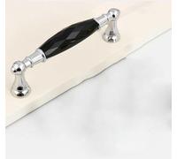 Crystal T Bar Drawer Pull Handles for Cabinets, Silver Black, 96mm(3.7in) | Shatterproof Acrylic Crystal Effect, Faceted Glitter Finish, Modern T Bar Design Fits 128mm Hole Centres