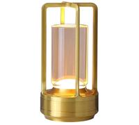 Crystal Table Lamp - Crystal Lantern Table Lamp, Wireless Lamp Rechargeable, 3 Colors LED Crystal Lantern Lamp for Home Bedroom Restaurant Outdoor (Light Gold)