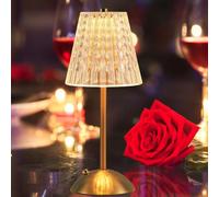 Crystal Table Lamp, Dimmable 3 Colors LED Romantic Diamond Crystal Lamp, Rechargeable Touch Small Lamps, Bedside Nightstand Lamp for Bedroom Bar Restaurant (A)