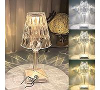 Crystal Table Lamp Touch Control Crystal Rose Lamp, [2000mAh]Rechargeable LED Diamond Table Lamps with 3 Color Changing Light, [Non-Yellowing]Acrylic Cordless Table Lamp Small Lamp for Room Bedroom