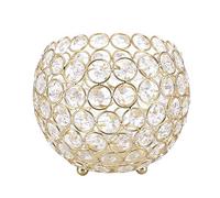 Crystal Tea Light Candle Holders Fireplace Candelabra for Anniversary Celebration,Modern Home Decor Wedding Coffee Table Centerpieces (15cm-Gold)