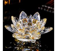 Crystal Tea Light Holder - Lotus Candle Holder, Creativity Crystal Candle Holder, Clear Glass Tealight Holder, Temple Buddhist Candlestick Ornaments, Butter Lamp Base(A)