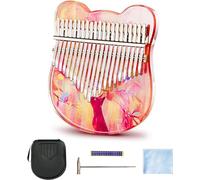 Crystal Thumb Piano Kalimba 21 Key, 17 Key Crystal Kalimba sical Gift Transparent Acrylic C Tone with EVA Bag, Stickers, Tuning Hammer, Cleaning Cloth,Yellow 21keys