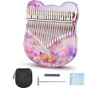 Crystal Thumb Piano Kalimba 21 Key, 17 Key Crystal Kalimba sical Gift Transparent Acrylic C Tone with EVA Bag, Stickers, Tuning Hammer, Cleaning Cloth,Purple 21keys