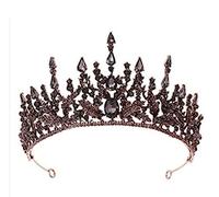 Crystal Tiara Crown, Adult Crown, Black Crystal Rhinestone Crown Bride Queen Princess Wedding Hair Accessory Elegant Ti
