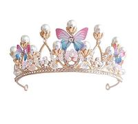 Crystal Tiara Crown Birthday Princess Crown for Girls Women Flower Butterfly Headband Gift for Carnival Headdress Fancy Dress Wedding Prom Birthday Party Christmas Hair Accessories Present
