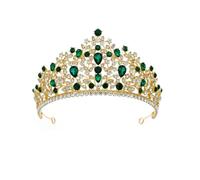 Crystal Tiara Crown For Women Girls Wedding Bridal Party Headband Crown Rhinestone Headpieces (Gold Gn)