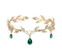 Crystal Tiara Crown, Rhinestone Crystal Tiara, Elf Princess Tiara, Wedding Tiara, Rhinestone Leaf Tiara, Goddess Tiara, Elf Princess Crown for Bride, Bridesmaid, Vert, Not applicable, Not applicable